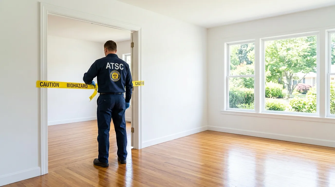 Certified biohazard cleanup crew performing Decomposition Cleanup in Lovejoy